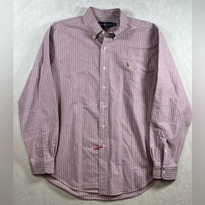 Polo Ralph Lauren Size Large Classic Stripe Oxford Trad Ivy Button Front Shirt